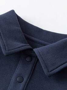 Bộ đồ trẻ em 2 món, áo nỉ giả nhiều lớp, chống xù lông, áo hoodie chui đầu và quần nỉ, bộ sưu tập Xuân 2026 - xanh đậm - Xem 6