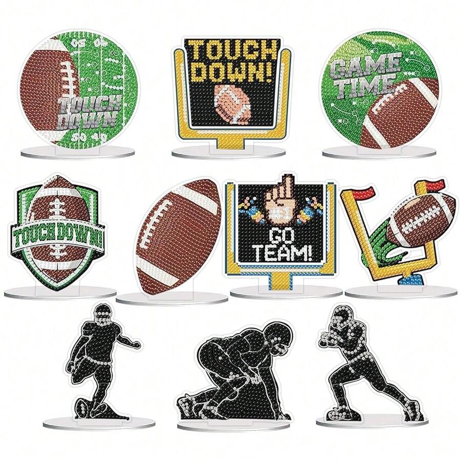 Fairyland JinWenn Decor For Home Diamonds Art Kit Decorations, 10 Pack Football Diamonds Painting Kit For Adult Tabletop Gift DIY 5D Diamonds Dots, Special Crystal Diamond 4x4 Inch - DP02407 - Xem 1