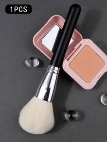 1pc Large Fluffy Soft Face Blush Brush/Powder Brush/Contour Brush/Bronzer Brush, Wooden Handle Makeup Brush, Cosmetic Tool - Black - View 3
