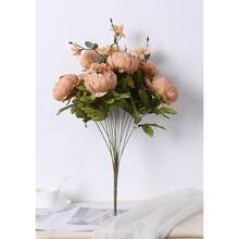 Duovlo Artificial Peony Silk Flowers Fake Flowers Vintage Wedding Home Decoration,Pack Of 1 (Dark Champagne),20.87*3.5,DarkChampagne - 黑香檳 - 查看 4
