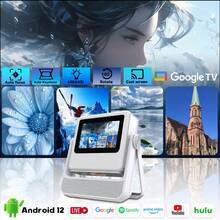 DONGYING New Projector, Dual Screen Display, Android 12 Projector, Native 1080P, Supports 4K, WiFi6, Supports Auto Focus And Keystone Correction, Portable Projector With Built-In Speaker, Supports App Download, Compatible With Smartphones, Computers And More, Suitable For Home Theater, Office Meetings, Decorations, Gifts - White - View 2