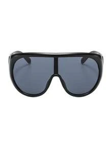 1pc Oversized Fashionable Fashion Glasses, Retro & Unique Style, Versatile, Suitable For Men And Women. Suitable For Daily Wear, Street Photography, Outdoor Sports, Vacation, Travel, Beach Accessories And More. - Black - View 4