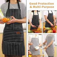 2pcs  Apron - Unisex, Adjustable Bib Kitchen Apron, Cooking Apron, Aprons For Women Men With Pockets, Chef Aprons Baking Strap Gift - Black and White - View 3