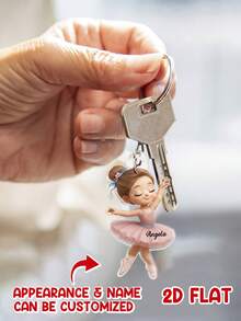 3D Acrylic Keychain With Little Girl Ballet Dancer Design - As Shown 2 - View 5