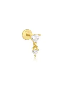 1 brinco de prata esterlina 925 em formato de coração com base plana, banhado a ouro 18K, hipoalergênico, para uso diário no tragus, hélix e orelha. - Ouro - Ver 13