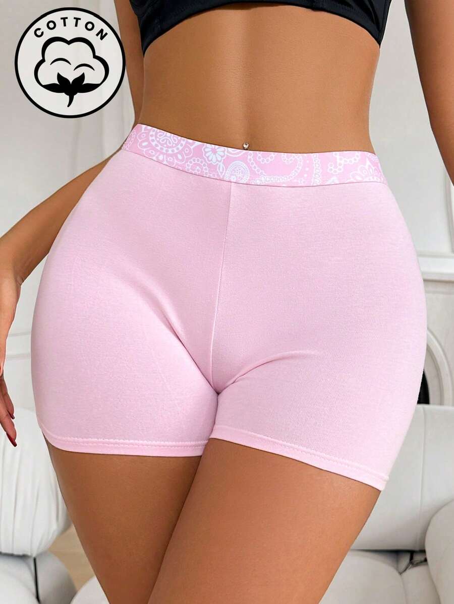 1件装女士舒适简约纯棉三角裤 - 粉色 - 查看 1