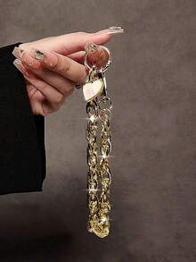 Luxuriöser hochwertiger Handtaschenriemen in Goldfarbe, Handykette, Autoschlüsselanhänger, Taschenverschluss kompatibel mit Android und den meisten Smartphones, Geschenke für Mutter, Familie, Freunde, Kinder, Geburtstag, Feiertage - Gold - Übersicht 1