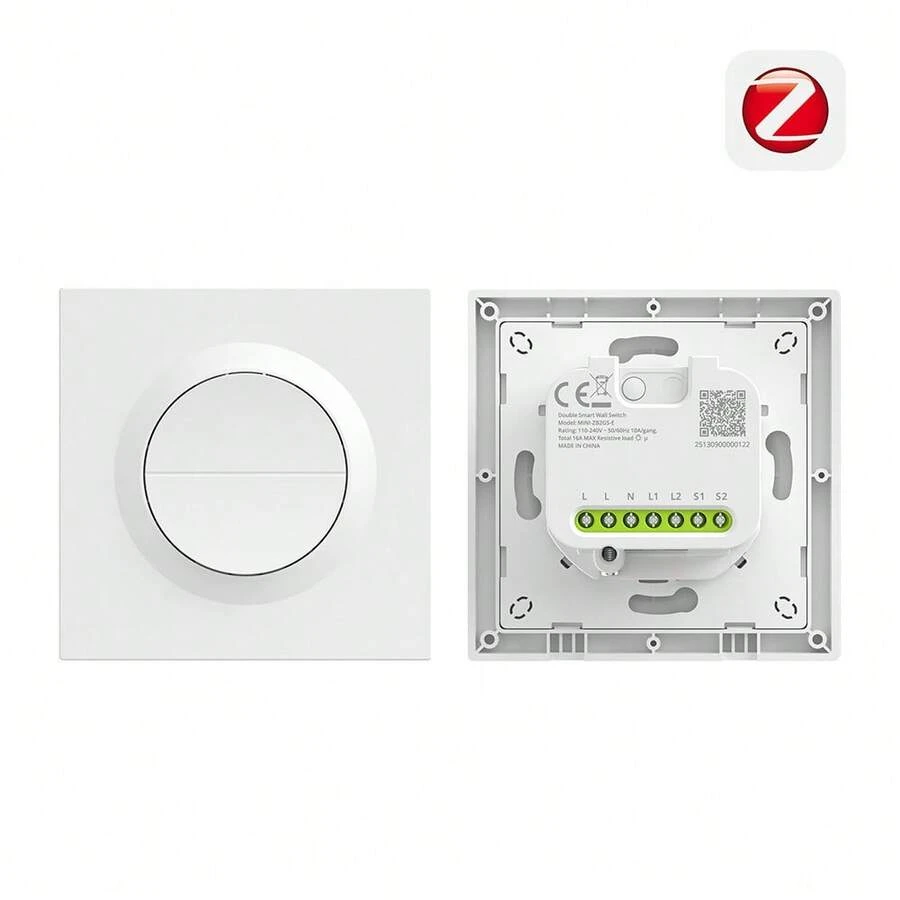 SONOFF MINI-ZB2GS-E Orb-ZBW2 Zigbee Double Smart Wall Switch Dual-Load Control Smart Home Light Switch EWeLink APP Remote Control Smart Timer Voice Control Zigbee 3.0 - White - View 1