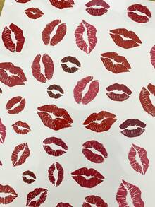 1pc Waterproof Lip Shaped Tattoo Sticker, Unisex, Disposable Red Lips Temporary Tattoo, Suitable For Valentine's Day, Anniversary, Date, Can Be Used For Face, Hand, Neck And Body Decoration, Realistic Tattoo - Red - View 6