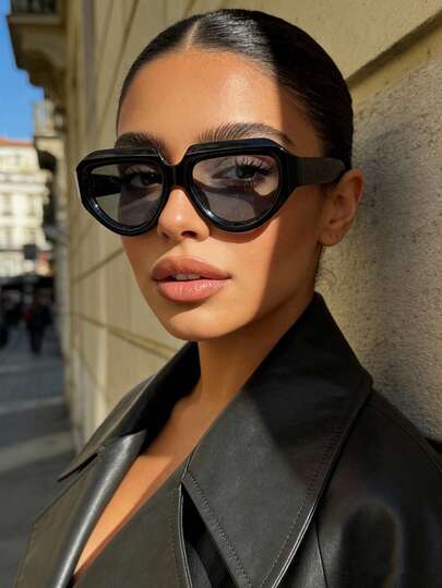 1pc Retro Irregular Large Frame Fashionable Glasses, Versatile Street Style Women's Glasses, Suitable For Autumn And Winter Women's Family Outings, Travels, Beaches, Music Festivals, And Daily Clothing Accessories