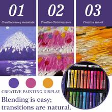 1 Set 24 + 2 Colores Pasteles de aceite, embalaje de color mágico Colores clásicos para niños 3 +, conjunto de dibujo de mezcla suave con caja de regalo, regalo de arte de cumpleaños de Navidad de Halloween ideal - 24+2 colores - Ver 7