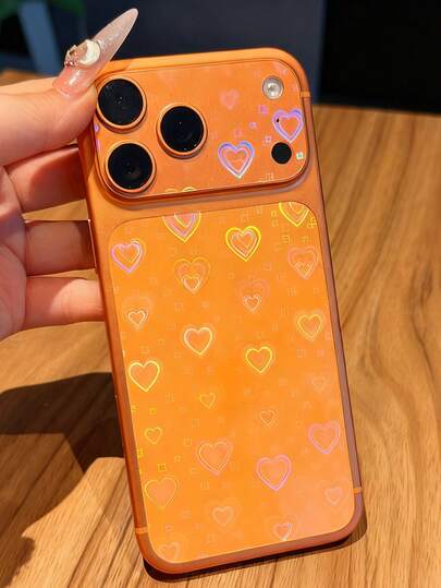 1 Set, Stylish And Luxurious Sparkling Heart-Shaped Back Screen Protector + Camera Lens Protector, Suitable For IPhone 17 Pro Max/17 Pro Soft Film, Back Screen Protector, Drop Protection.Valentine's Day