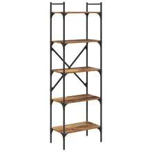 Larryhot Libreria Legno vecchio 56 x 32 x 174 cm Legno multistrato, Facile da assemblare, dall'estetica elegante e raffinata, pratica per riporre gli oggetti, la scelta ideale per l'organizzazione e la decorazione domestica - Castano - Visualizzare 2