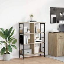 Larryhot Libreria Rovere Sonoma 82 x 32 x 112 cm Legno multistrato, Facile da assemblare, dall'estetica elegante e raffinata, pratica per riporre gli oggetti, la scelta ideale per l'organizzazione e la decorazione domestica - Castano - Visualizzare 1