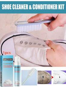 jakehoe 1pc Suede Cleaner - Suede, Nubuck, Leather Cleaning & Care Liquid, Includes Brush & Cloth (100ML) - Deep Cleans Dirt, Stains & Water Marks On Velvet, Leather, Fabric & Canvas Shoes - Multicolor - View 6