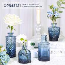 Glass Bud Vase Set Of 12, Small Blue Flower Vases For Centerpieces In Bulk, Mini Vintage Vase For Wedding, Home,Table Decoration,12Pcs,Blue - 藍色 - 查看 5
