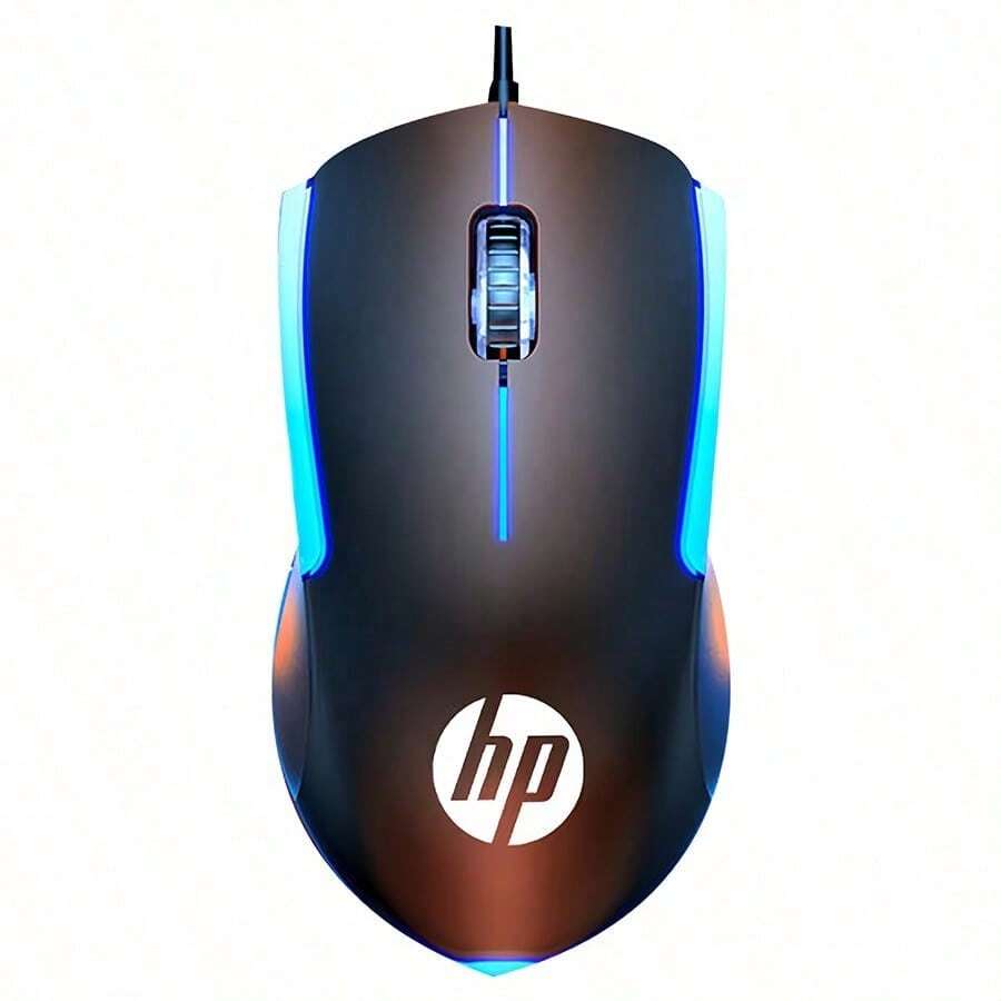 HP M160 Illuminated Gaming Mouse: Precise Positioning, Symmetrical Design For A Comfortable Hand Fit, Seven-Color Backlighting For An Immersive Gaming Atmosphere, Matte Surface For Sweat And Slip Resistance, Suitable For Gaming Scenarios, Black Backlighting. - Black Glowing - View 1