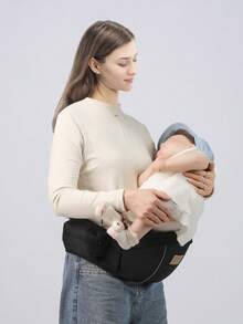 Infant Waist Stool, Newborn 0-36 Months Four Seasons Front Carry Style Sitting Stool, Lightweight Outdoor Baby Carrier - Black - View 4