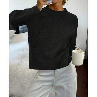 Freeform Autumn/Winter Women's Sweater, Fashion Minimalist Business Casual Commute Elegant Resort Warm High-End Versatile Slimming Victory Day Cute Top Korean Style