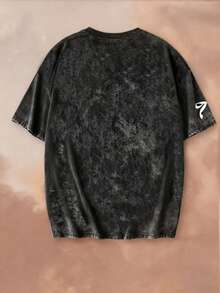 夏季新款简约时尚设计 07 印花扎染圆领短袖T恤，百搭休闲女装 - 黑色 - 查看 7