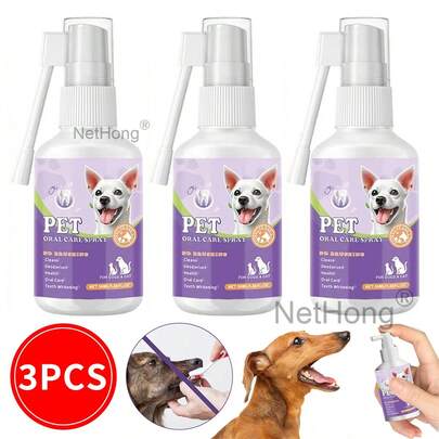 50 Ml 3 PCS Dog Oral Spray No Brushing Pet Oral Care Spray Dog/Cat Tooth Cleaning Spray