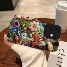 Funda de teléfono ultra-delgada a prueba de golpes y resistente a caídas para un teléfono, funda negra suave con diseño de estampado de flores y hongos de peluche en pantalla completa, adecuada para las series  17/16/15/14/13/12, 11, 17 Pro Max, así como 14/15/16 Plus, 12/13 Mini y 17 Air. Es un gran regalo de cumpleaños, un presente para amigos. ¡Mejora tu teléfono favorito con una funda chic! - 1 pieza - Ver 3