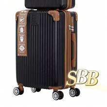 Carry-On Suitcase With 360° Wheels. The Wheels Are Removable. ABS. - 黑色帶棕色 - 查看 2