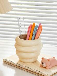 1个可爱笔筒，创意桌面笔筒收纳盒，铅笔和文具收纳盒，桌面配件收纳架，教室收纳工具，返校用品，家庭办公室桌面装饰，多功能笔筒支架 - 彩色 - 查看 4