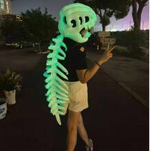 1个全新夜光恐龙骨架头毛绒玩具，逼真恐龙骨骼模型头套面具，儿童及成人角色扮演道具，恐龙玩偶，生日/情人节/复活节礼物 - 彩色 - 查看 13