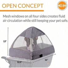 KandH PET PRODUCTS Cesta de Viaje para Bicicleta para Mascotas Color Gris Grande 12.5 x 16 x 13 Pulgadas - Grisconclase - Ver 2