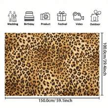 1pc Leopard Print Photography Backdrop Banner - 2D Realistic Design, Suitable For Birthday Party, Cake Table Decor And Photo Backdrop, Multipurpose Decoration, No Electricity Required - Multicolor - View 3