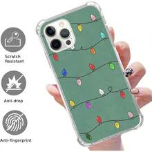 Funda de luces navideñas compatible con 15 Pro, linda funda verde navideña para 15 Pro, funda protectora de TPU con parachoques, funda creativa de dibujos animados, a prueba de golpes y resistente a caídas, adecuada para 17/17ProMax/iPhone16/16Plus/16Pro/16ProMax, iPhone15/15Plus/15Pro/15ProMax, iPhone14/14Plus/14Pro/14ProMax, iPhone13/13Pro/13ProMax, regalo perfecto para novia, novio, Día de San Valentín, Navidad - transparente - Ver 3