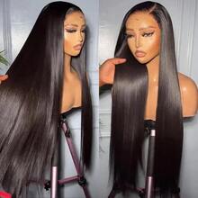 40 Inch 13x4 HD Bone Straight Lace Front Wigs Human Hair 13x6 Brazilian Transparent Lace Frontal Wig For Women Remy Hair Preplucked With Baby Hair - Natural Black - Xem 6