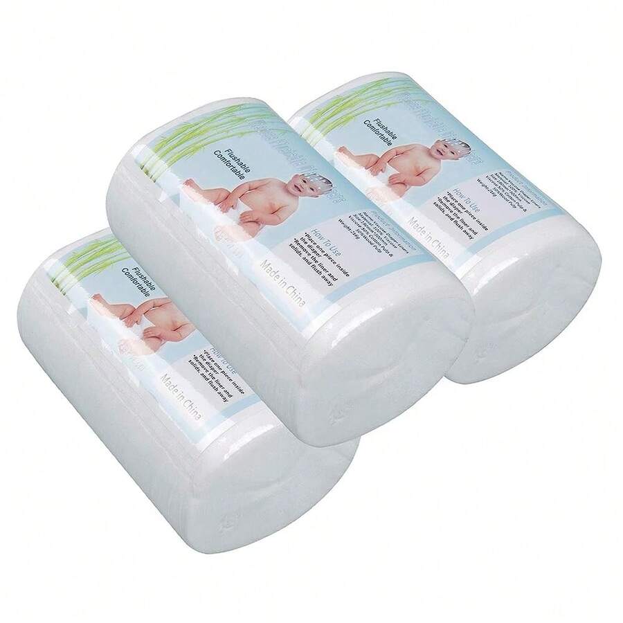 1/2/3/4 piezas de revestimientos de pañal desechables de fibra de bambú suave y adhesivos, adecuados para el uso diario del bebé - Blanco - Ver 1