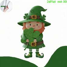 Irish Leprechaun Figurine Holding Shamrock Design Cute Green Gnome Decor - Adorable Irish Style, Sturdy Craft, Perfect For Desktop, Home  Yard Decor, Ideal For St. Patricks Day Celebrations - 薄荷綠 - 查看 4
