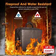 Fireproof Document Box With Lock,15''*11.2''*4.3''Expandable File Storage Box With 13 Transparent Pockets, Heat Resistant Waterproof Fire Proof Documents Storage Box For Office And Business - 1 - View 2
