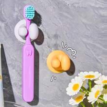4pcs Random Color Toothbrush Holder With Suction Cup, Drill-Free Wall Mounted Bathroom Storage Organizer, Detachable Electric Toothbrush Hanging Rack - Multicolor Random - View 2