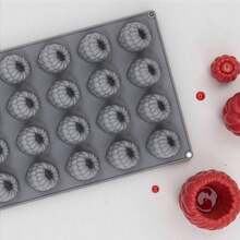 1pc Silicone Raspberry Charlotte Cake Mold, 24-Cavity Non-Stick Baking Mold For Making Raspberry Tarts, Mousse Cakes, Jelly Rolls, Baking Accessories - Grey - View 4