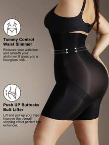 1 Quần lót định hình eo cao liền mạch kiểu đan chéo cho nữ, cỡ lớn - màu đen - Xem 8