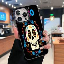 Funda para teléfono con diseño de calavera de coco compatible con fundas para teléfonos   17  16 Pro Max  15 Pro Max  13 y  12 duradera, a prueba de golpes y elegante. Una excelente opción para familiares, amigos, seres queridos, novios/novias y regalos de Navidad y Año Nuevo. - Negro - Ver 2