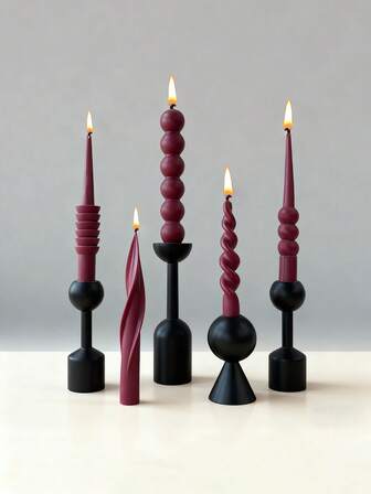 Svarta långa doftljus med hög atmosfär, festdekoration, julklappar, spiralljus.