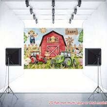 2D Flat Farm Scene Background Banner, 1 Pc Set, Including Barns, Tractors, Animals And Skull Figures. High-Definition Printed Polyester Wall Decoration, Suitable For Live Streaming, Birthdays, Anniversary Celebrations, Party Planning. High-Quality Printing, Rural Decoration, Event Decoration - 1PCS - View 5