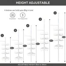 4 Tier Telescopic Bathroom Wall Corner Shelf Rack Shower Caddy Storage Organizer Hanging Hangable - Black - View 3