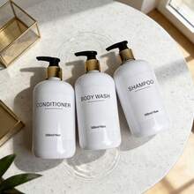 3个浴室液体皂液器，可重复灌装洗发水、护发素、沐浴露瓶，500毫升可重复使用容器 - 彩色 - 查看 5