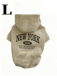 狗狗印花连帽卫衣，适合吉娃娃等小型和中型犬的保暖服装，幼犬和幼猫服装 - 卡其色 - 查看 9