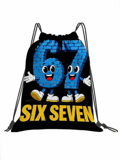 1pc Six Seven Printed Backpack, Durable Oxford Soft Shell Fabric, Practical Pockets, Suitable For Fitness, Yoga, Travel, Casual Style, Mixed Color