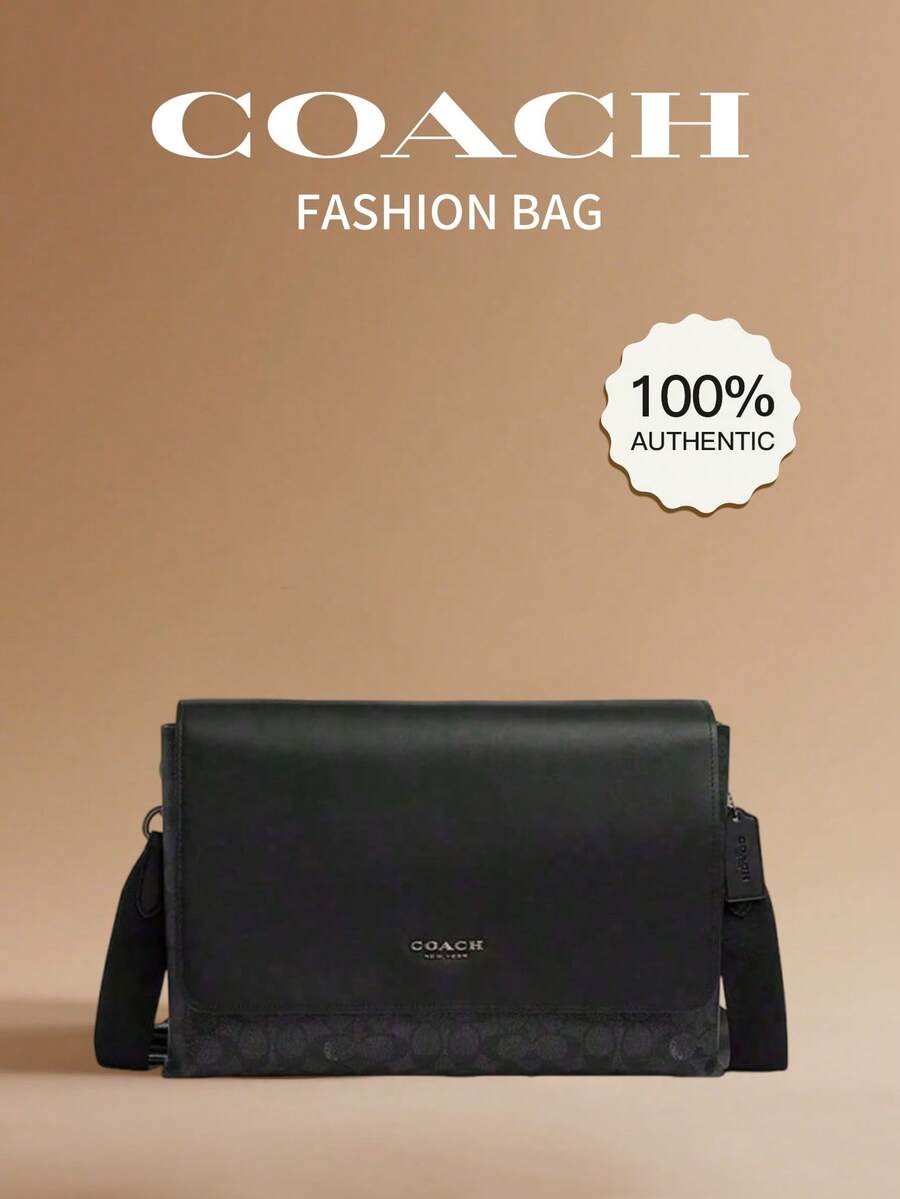 Coach túi đeo vai vải canvas tráng logo in caleb 36 dành cho nữ màu đen - màu đen - Xem 1
