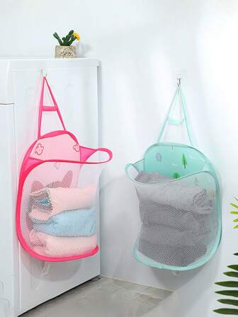 Mesh Laundry Basket, Laundry Storage & Organization Bag, Bathroom Dirty Clothes Basket, Foldable Wall-Mounted Dirty Clothes Basket, Bathroom Dirty Clothes Box, Wall-Mounted Dirty Clothes Storage, Hanging Dirty Clothes Storage Basket, Home Storage & Organization Accessories, Suitable For Bathroom, Bedroom, Living Room, Dorm