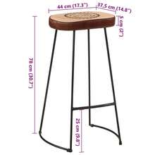 vidaXL Barhocker 2 Stk. Dunkelbraun 44x37,5x78 cm - Braun - Übersicht 10