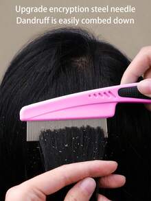 2件套去屑梳，空心齿梳，细齿梳，头皮按摩梳，密齿去屑梳，男女通用头皮护理梳，按摩梳，能量梳，空心梳，去屑梳，免洗梳，油性发质梳，去屑工具，除虱密齿梳 - 彩色 - 查看 6